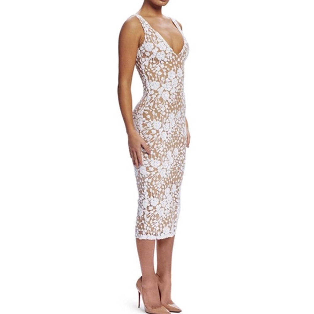 White Sequin Overlay BackLess Dress - Picture 4 of 8